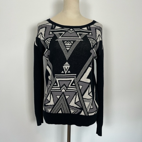 Urban Outfitters Ecote Aztec Sweater Black and White Womens Small - Picture 1 of 2